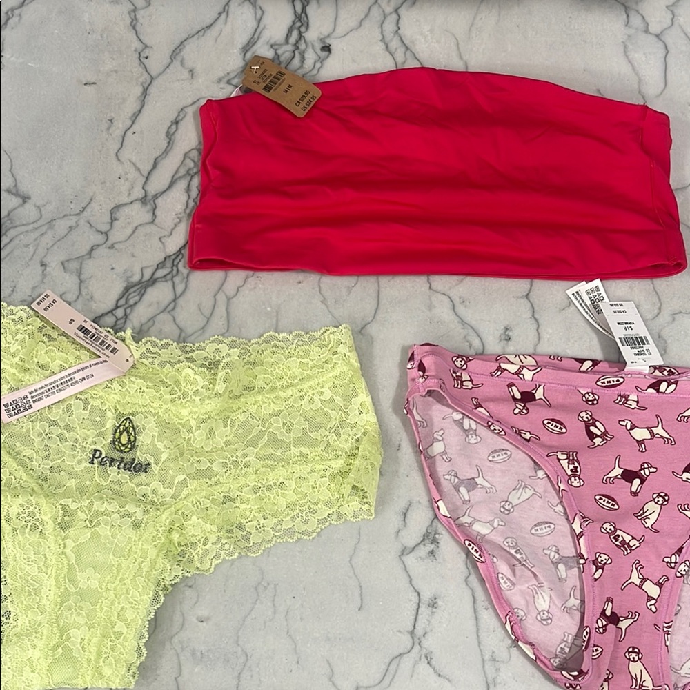 Victoria’s Secret Lace Panties - Neon Yellow Pink underwear Pink red bandeau bra